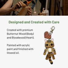 Load image into Gallery viewer, Tabby Cat Keychain with Wood Heart | Custom Engraved