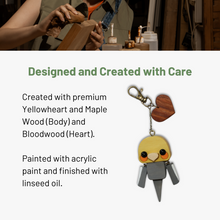 Load image into Gallery viewer, Cockatiel Keychain with Wood Heart | Custom Engraved