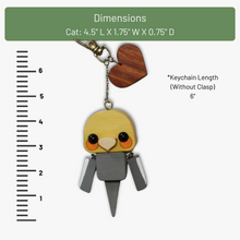 Load image into Gallery viewer, Cockatiel Keychain with Wood Heart | Custom Engraved