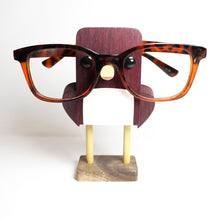 Load image into Gallery viewer, Purpleheart Wood Bird Eyeglass Stand / Glasses Holder