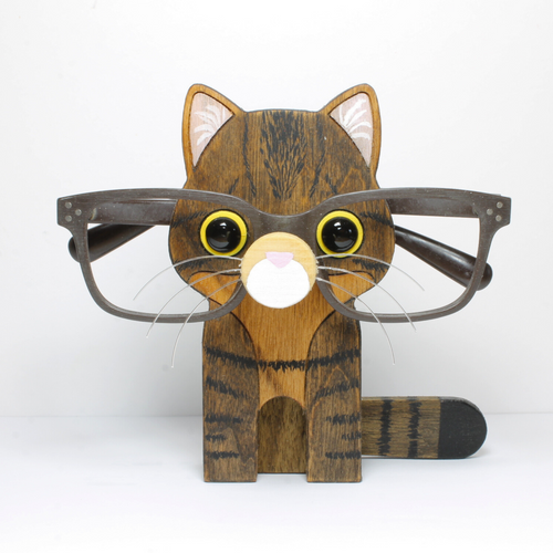 Brown Tabby Cat Eyeglass Stand / Glasses Holder