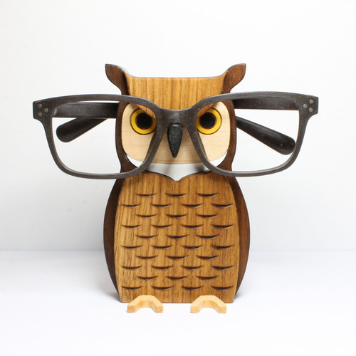 wood owl eyeglass stand gift home decor ornament
