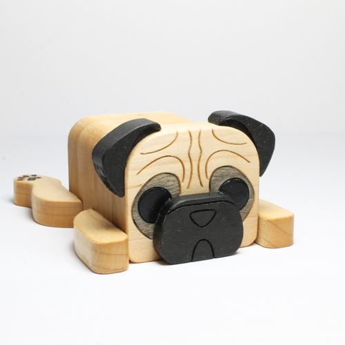 Wood Pug Trinket Box