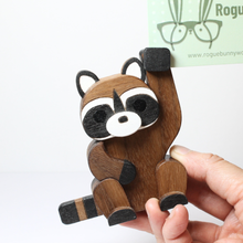 Load image into Gallery viewer, Raccoon Note Holder | Wooden Photo &amp; Card Holder with Magnet