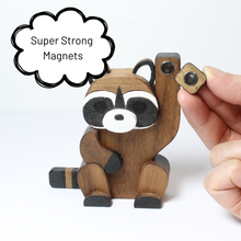 Load image into Gallery viewer, Raccoon Note Holder | Wooden Photo &amp; Card Holder with Magnet