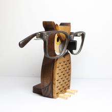 Load image into Gallery viewer, wood owl eyeglass stand gift home decor ornament