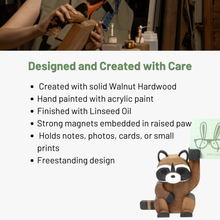 Load image into Gallery viewer, Raccoon Note Holder | Wooden Photo &amp; Card Holder with Magnet