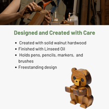 Load image into Gallery viewer, Bear Pen Holder | Wood Desk Organizer