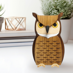 wood owl eyeglass stand gift home decor ornament