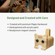 Load image into Gallery viewer, Wood cat trinket box, jewelry box, cute office desk ornament accessory for storage and organization