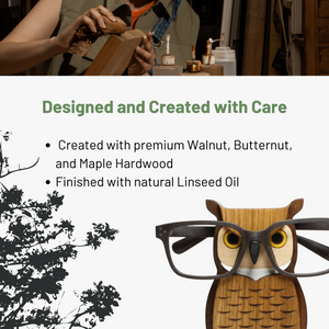 wood owl eyeglass stand gift home decor ornament