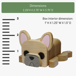 Wood French Bulldog Trinket Box