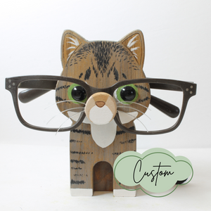 Brown Tabby Cat Eyeglass Stand / Glasses Holder