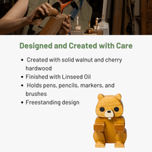 Load image into Gallery viewer, Beaver Pen Holder | Wood Desk Organizer