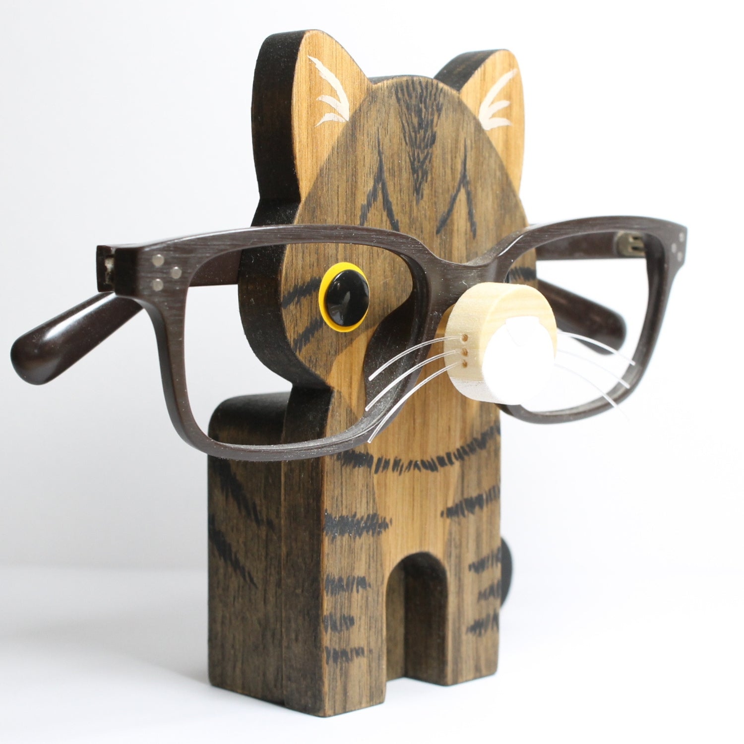 Custom cat glasses holder, Wooden animal eyeglasses stand
