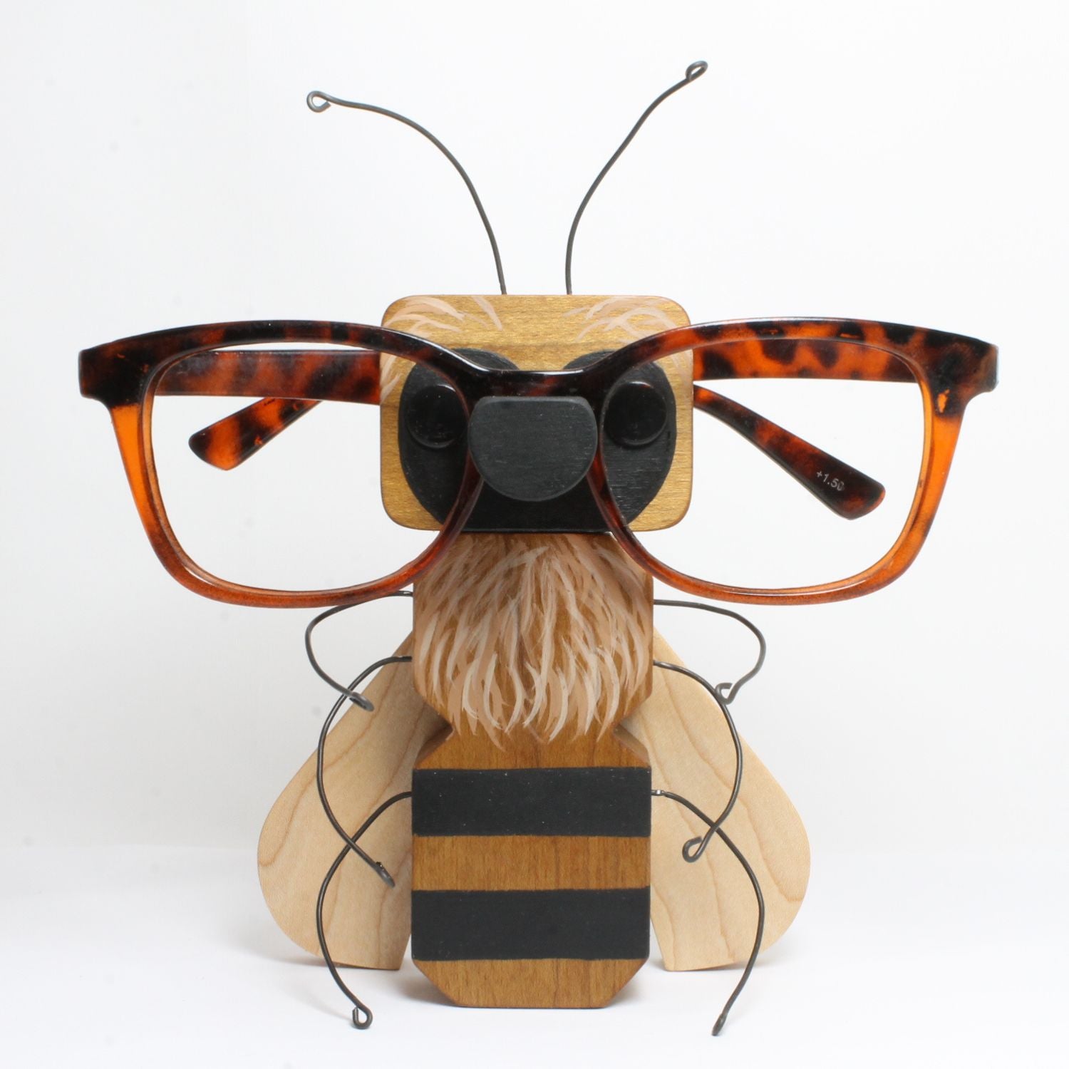 Hand-Carved Sheesham Wood Bee Eyeglass Holder