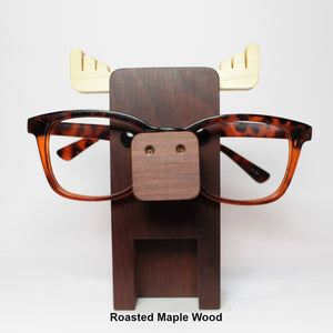 Wood Moose Eyeglass Holder