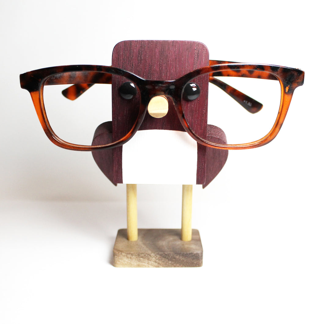 Purpleheart Wood Bird Eyeglass Stand / Glasses Holder