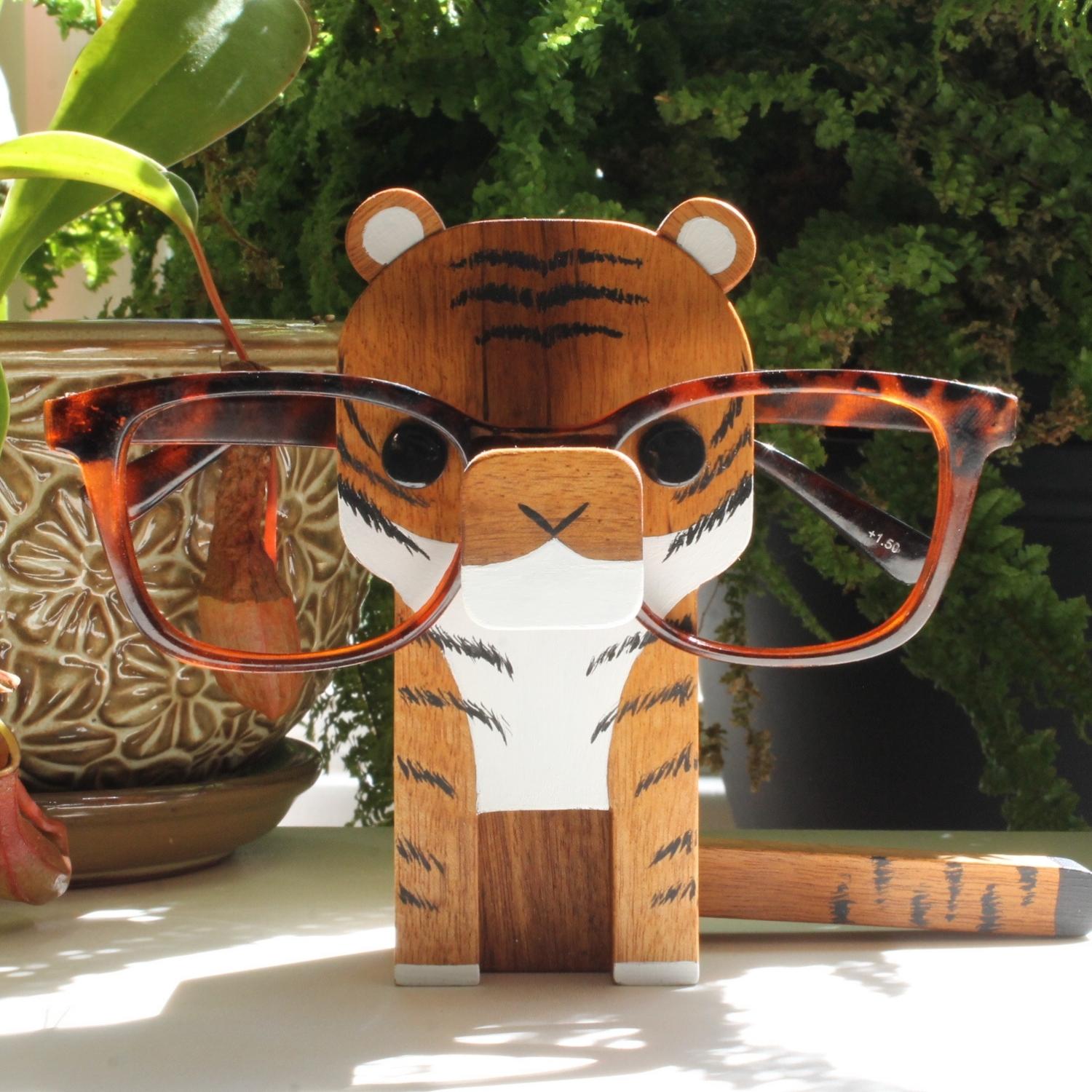 IUIBMI Wooden Glasses Holder Stand Fun Animal Eyeglass Holder