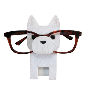 West Highland Terrier Dog Wearing Eyeglasses Stand / Westie Glasses Holder